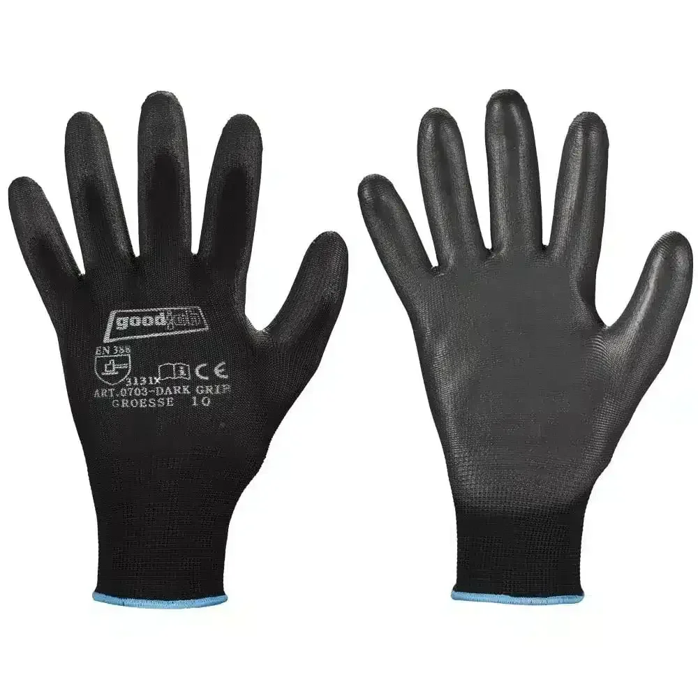 12 Paar Dark Grip Handschuhe | Goodjob PU-Arbeitshandschuhe