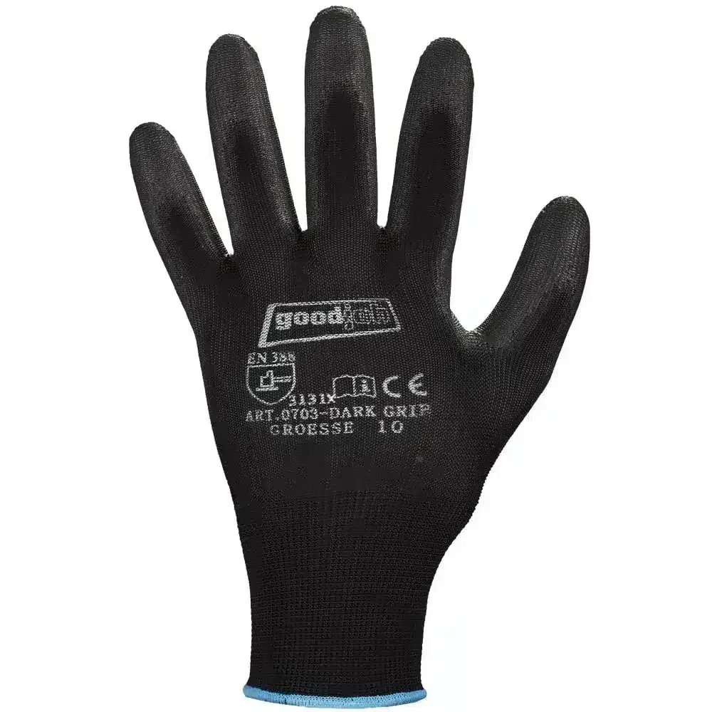 12 Paar Dark Grip Handschuhe | Goodjob PU-Arbeitshandschuhe – Bild 3