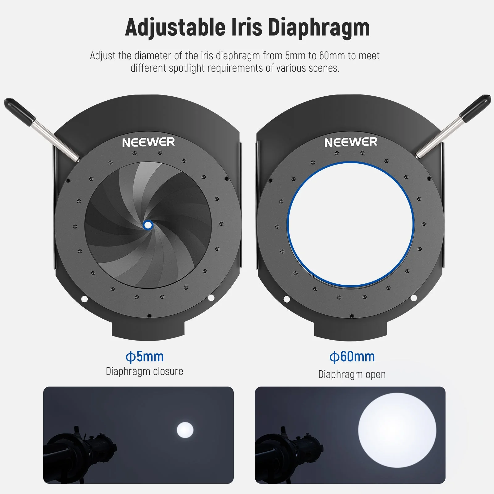 NEEWER CSS2 Spotlight Halterungs Iris für NEEWER LS-39 Strahleraufsatz – Bild 4