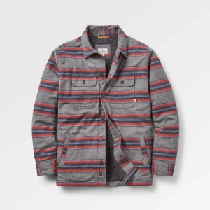 Freestyle Sherpa-gefüttertes Overshirt - Graumeliert Gestreift