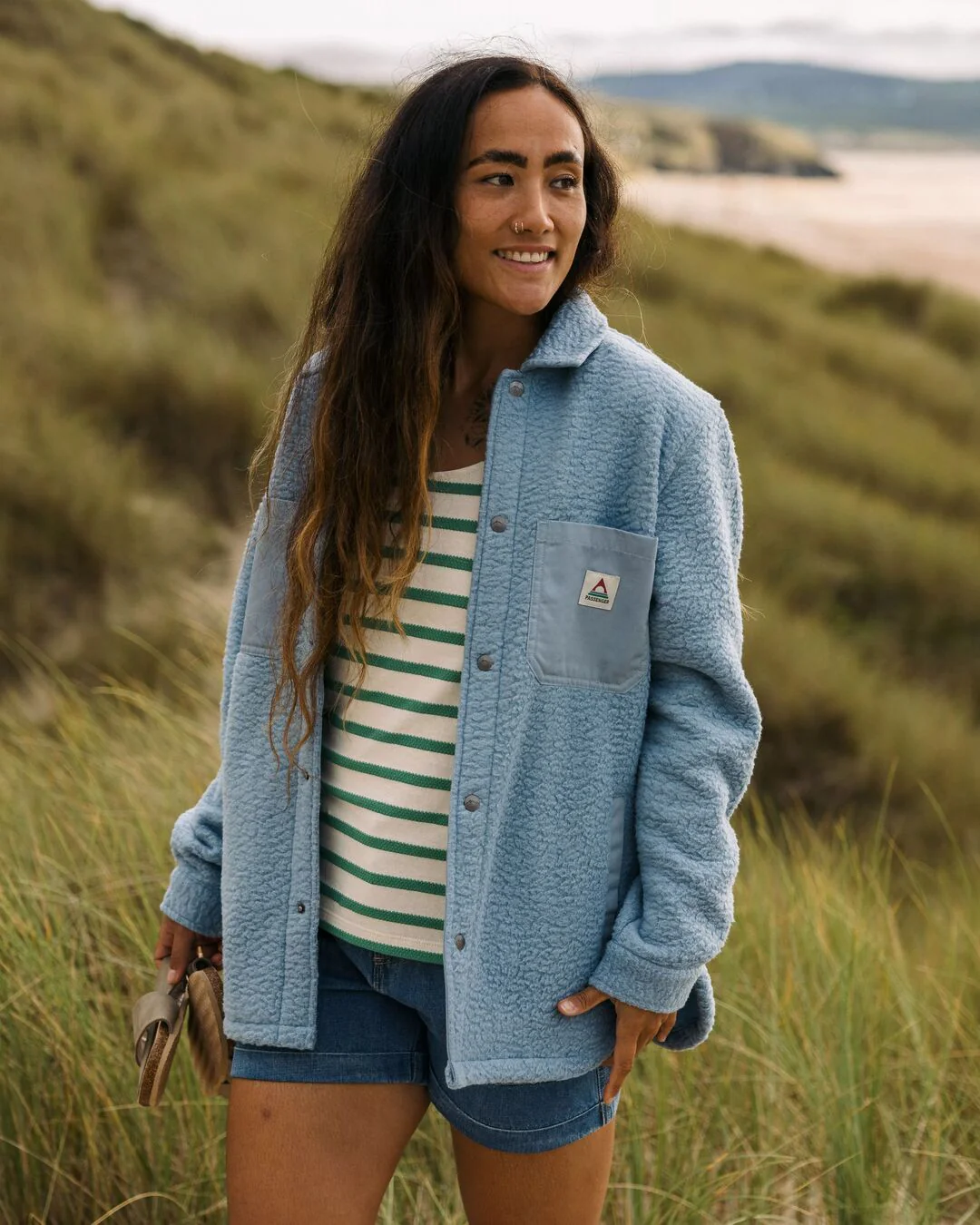 Rappel Sherpa Oversized Hemd - Verblasstes Denim