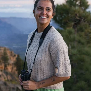 Homely Kurzarm-Strickpullover - Einfach Taupe