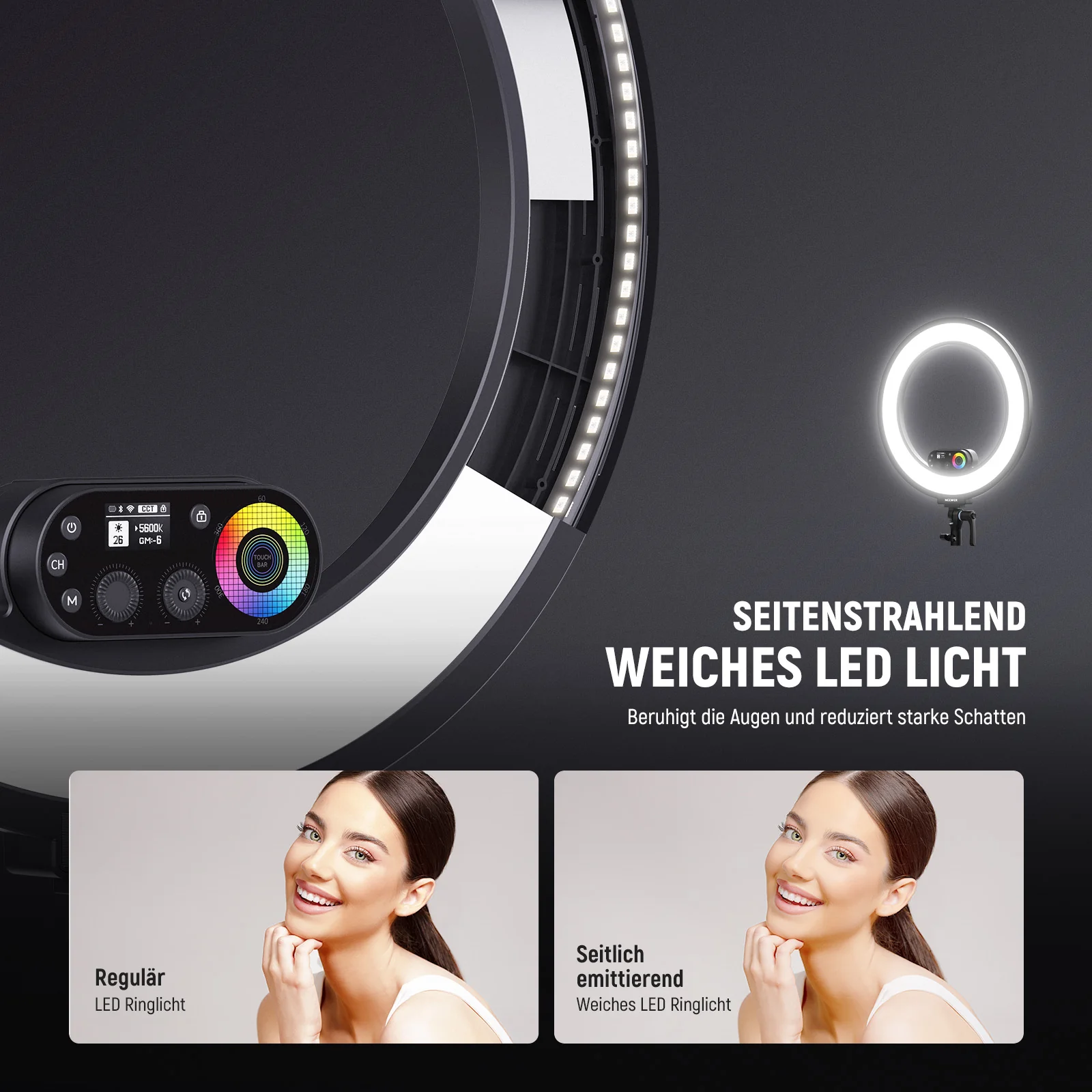 NEEWER RL45C 45W 18" Edge-Lit RGB LED Ringlicht – Bild 3