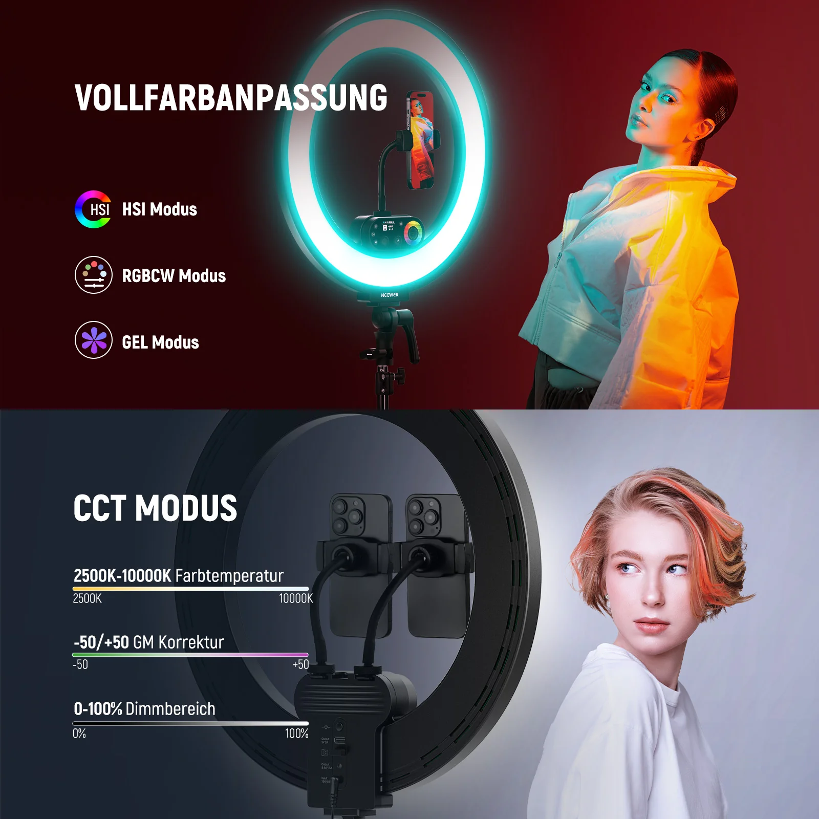 NEEWER RL45C 45W 18" Edge-Lit RGB LED Ringlicht – Bild 4