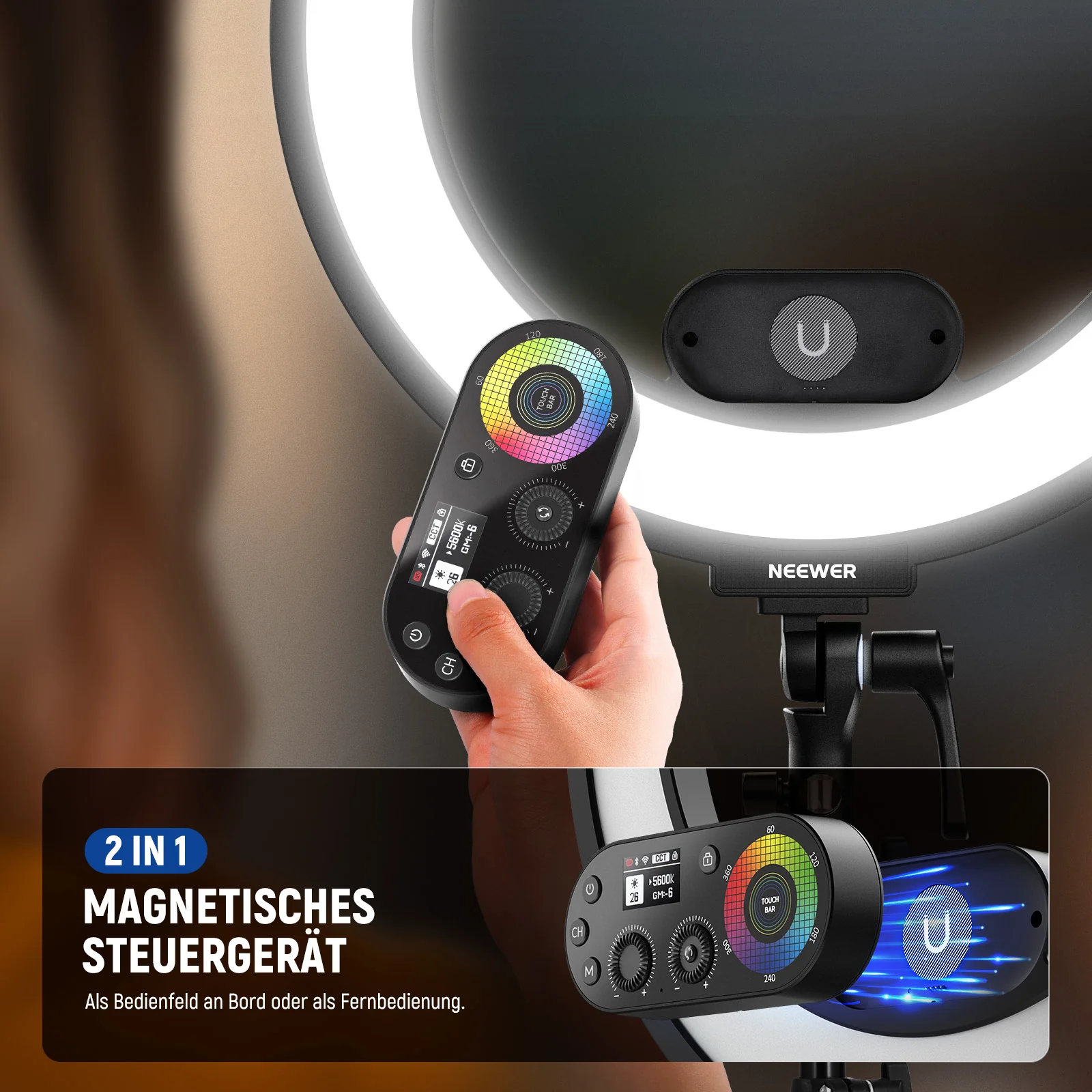 NEEWER RL45C 45W 18" Edge-Lit RGB LED Ringlicht – Bild 5