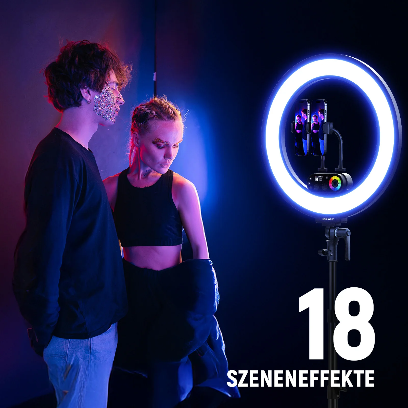 NEEWER RL45C 45W 18" Edge-Lit RGB LED Ringlicht – Bild 9