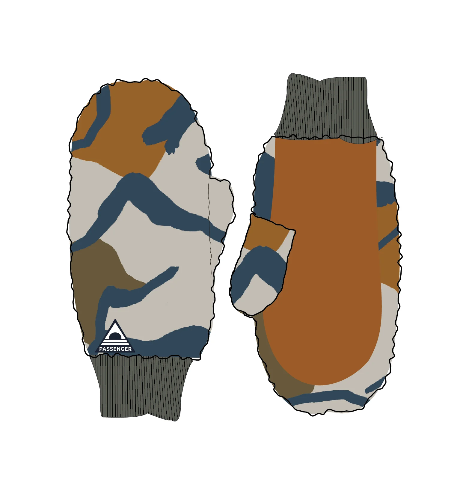 Sherpa Fäustlinge - Abstrakte Pfade Kieselgrau – Bild 6