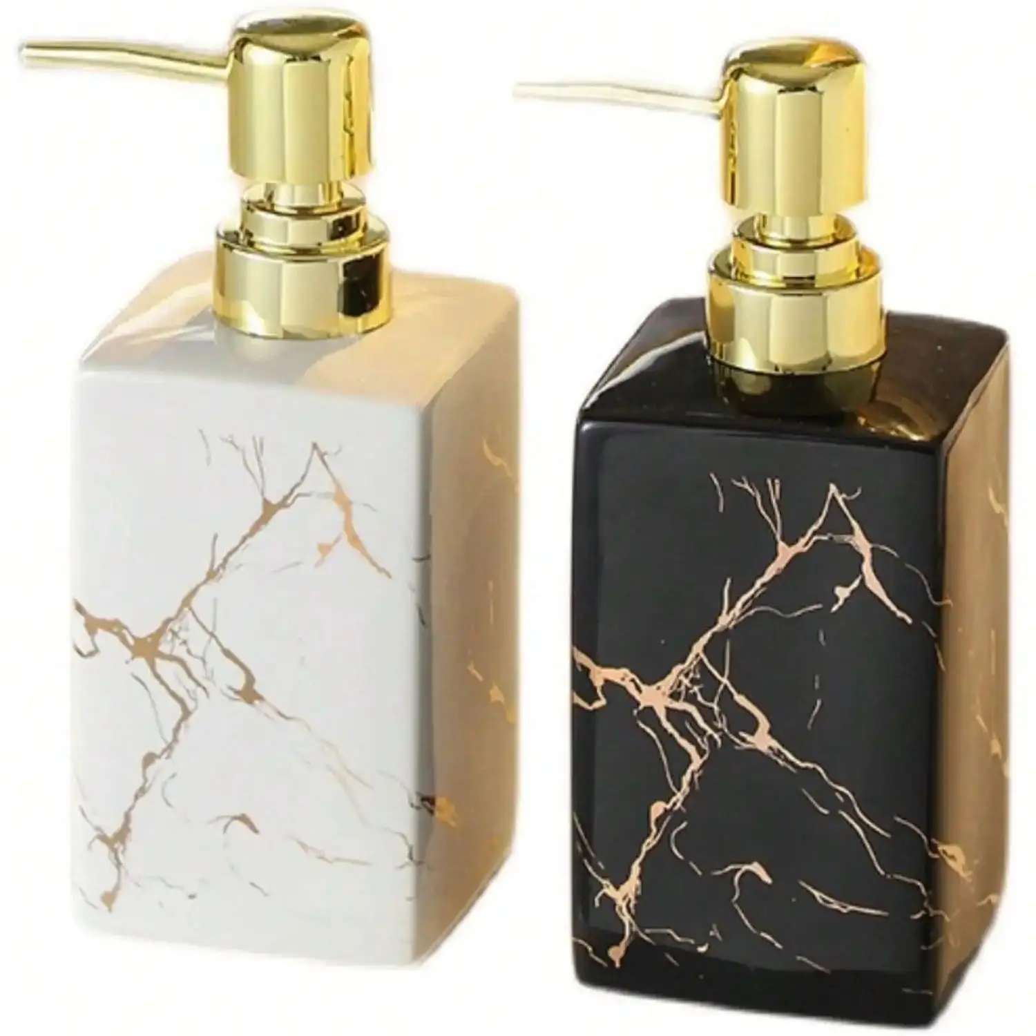 350ml Keramik Seifenspender mit Marmorstruktur – Nachfüllbare Druckpumpe für Bad, Zuhause & Hotels – Bild 5