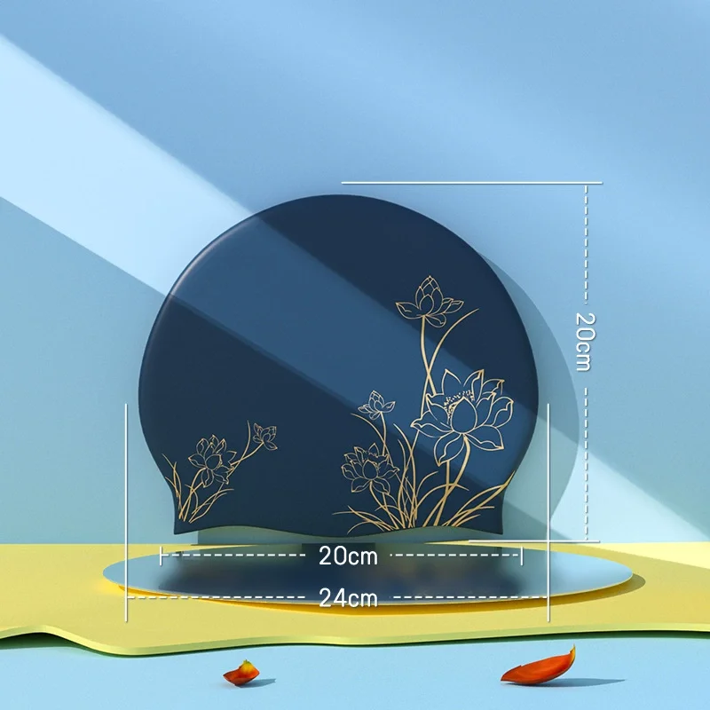 Silikon Schwimmkappe für Damen – Wasserdichte Badehaube mit Lotusmuster | Weiche & Elastische Schwimmhaube für Langes Haar mit Ohrenschutz – Bild 9