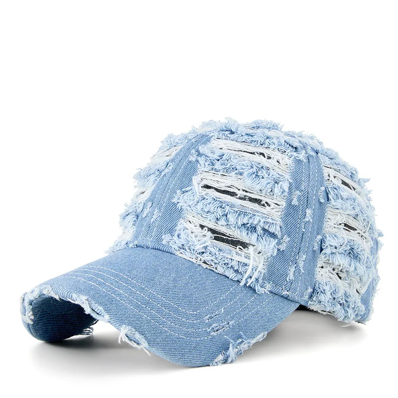 Denim Baseballkappe | Vintage Ripped Style Baseballcap | Cool Hip Hop Snapback Caps für Herren & Damen – Bild 4