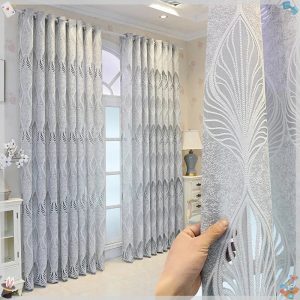 Nordic Weißer Transparenter Vorhang mit Hohlen Blättern für Schlafzimmer Wohnzimmer