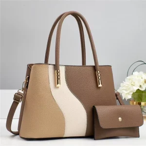 Große Modische Damenhandtasche im Farbblock Design – Sommer Schulter- & Crossbody Tasche mit Weichem Polyesterfutter