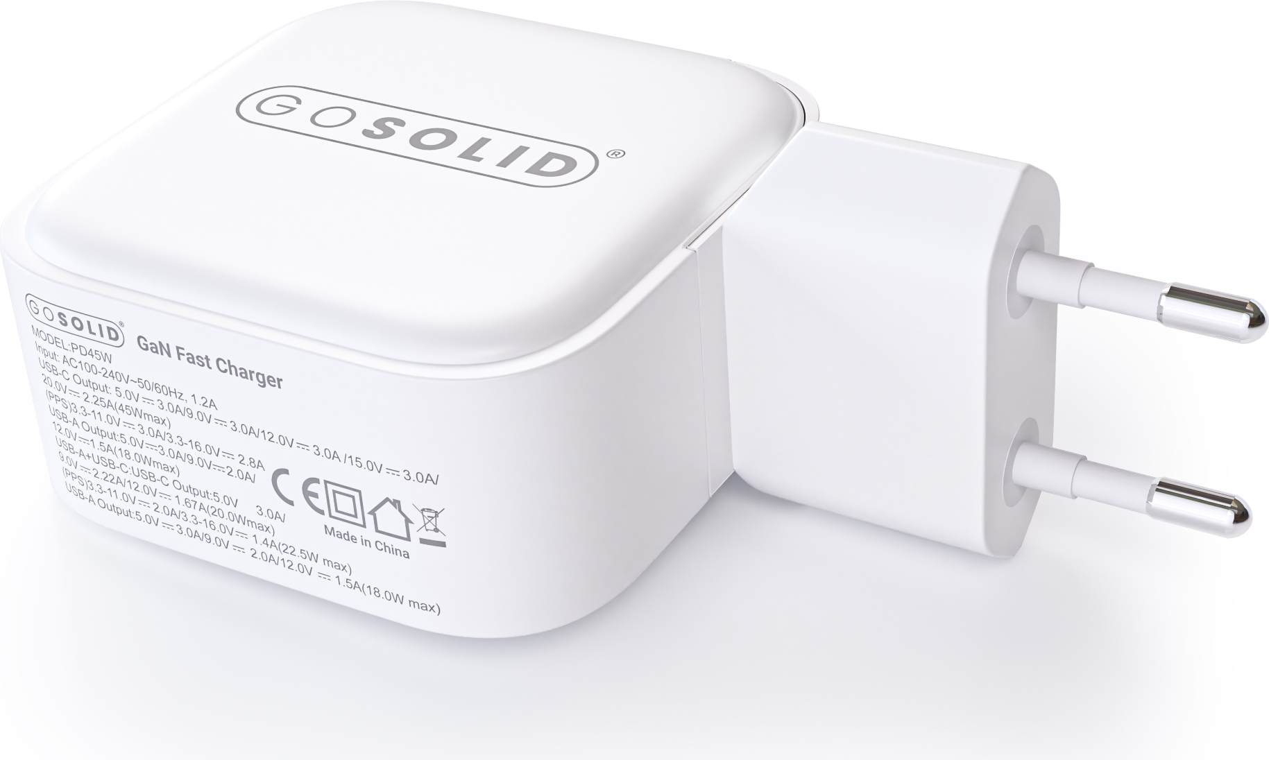 GO SOLID! Schnellladegerät kompatibel mit GaN2 45W (1x USB QC3.0, 1x USB-C PD3.0) – Bild 5