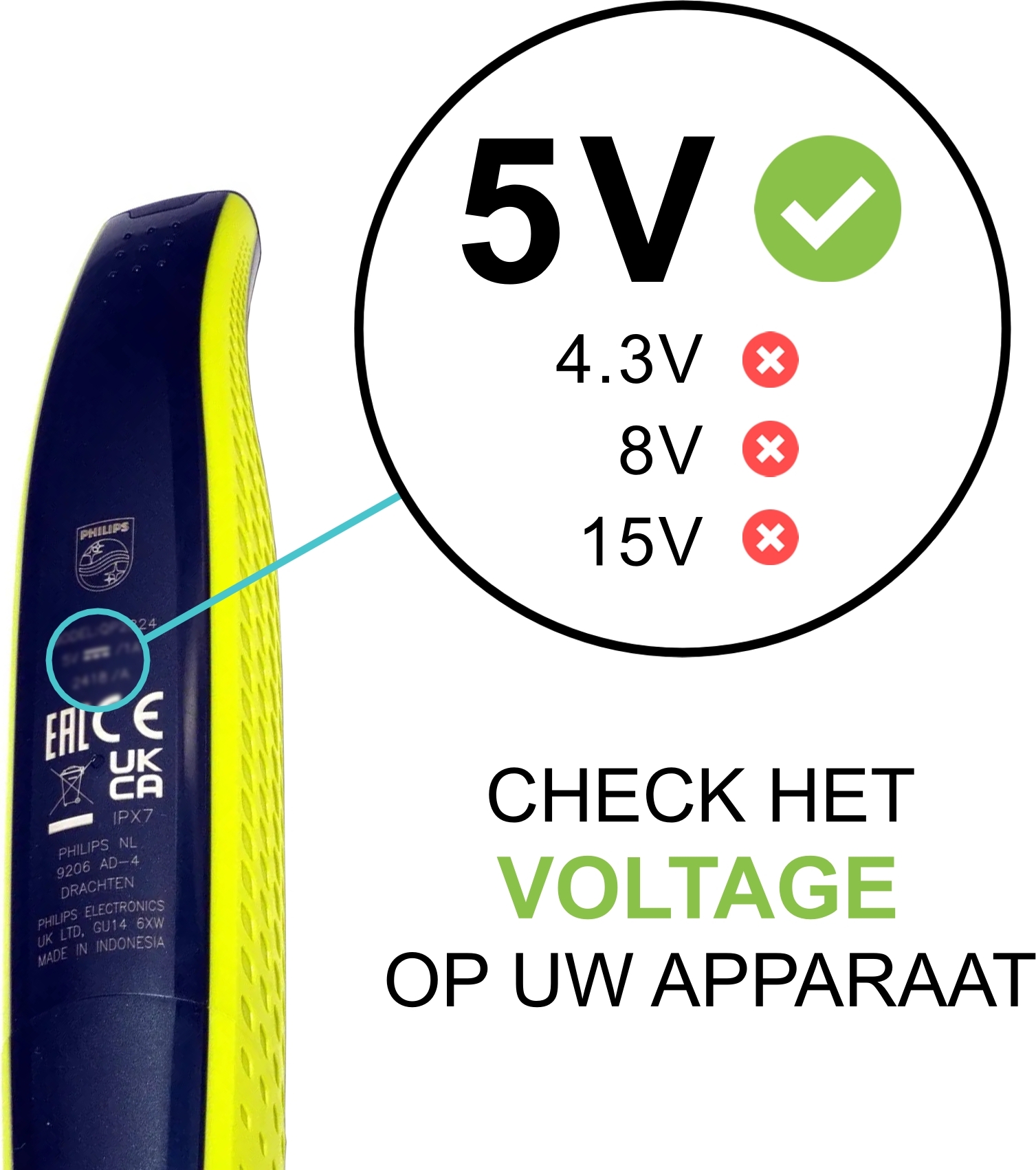 GO SOLID! Oplaadkabel kompatibel mit Philips OneBlade First Shave