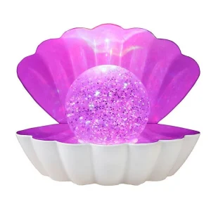 ITOTAL Muschellampe mit Glitzer Weiß – Farbwechselnde LED Stimmungsleuchte