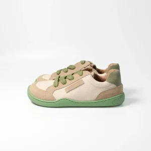 bLIFESTYLE Barfuß-Sneaker kodiakbärSTYLE beige grün – Kinderschuh mit Barfußgefühl
