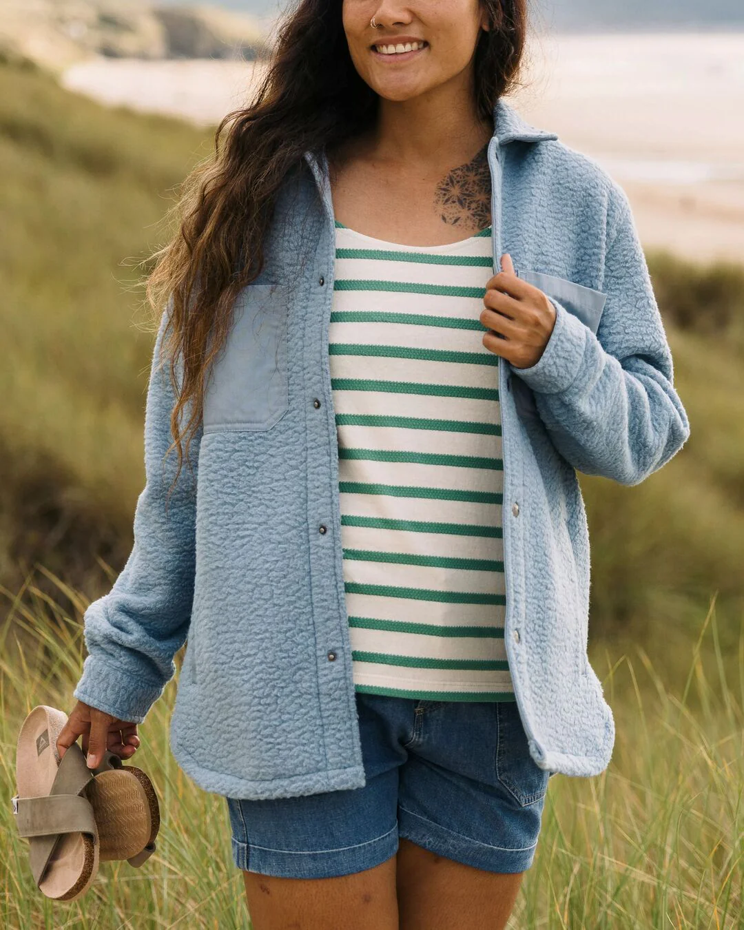 Rappel Sherpa Oversized Hemd - Verblasstes Denim – Bild 3