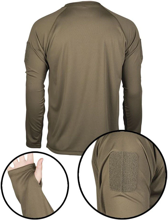 Mil-Tec - Tactical Quick Dry Langarm-T-Shirt // Dunkler Sand / Coyote – Bild 4