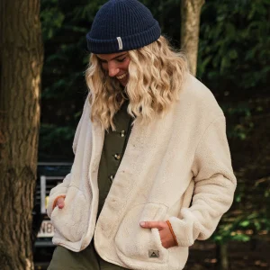 Iris Fleecejacke ohne Kragen – Hafer